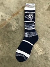 NEW! Los Angeles Rams NFL RMC Stripe Large Crew Socks Fits 10-13 Navy White Gift