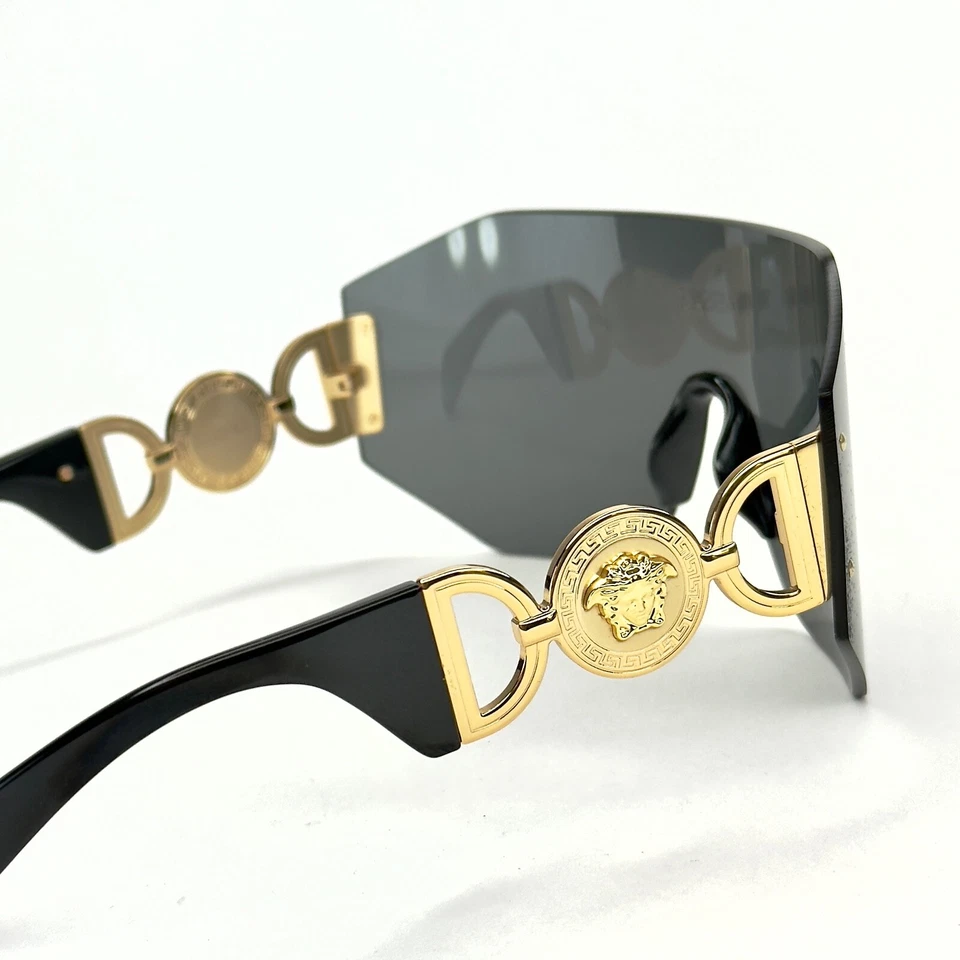 VERSACE 2258 MEDUSA BIGGIE Máscara Negro Dorado VE2258 Envoltura Unisex Moda Gafas de sol Foto 3 de 4