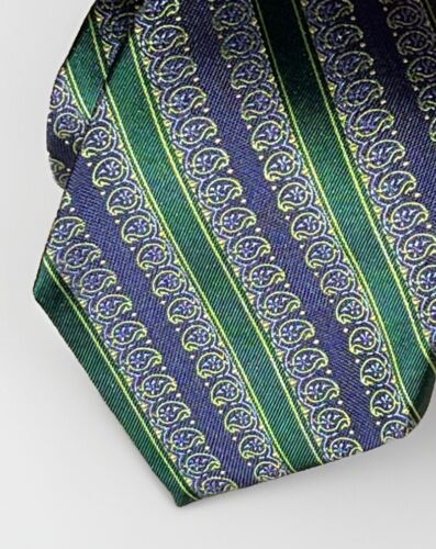 Robert Talbott Shamrock Green Silk Tie Geometric Best Of Class Striped Paisley