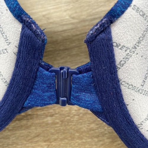 Victorias Secret Womens Bra 34D Racerback Semi Demi Blue Front Hook Padded - Picture 7 of 10
