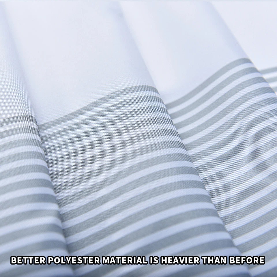 Bathroom Mens Shower Curtain Stripes Sets Rings Black White Grey,72x72 Inch  - Image 4 of 4