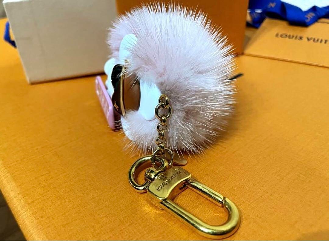 Louis Vuitton Keychain Vivienne Pink Fur Bag Charm Luxury