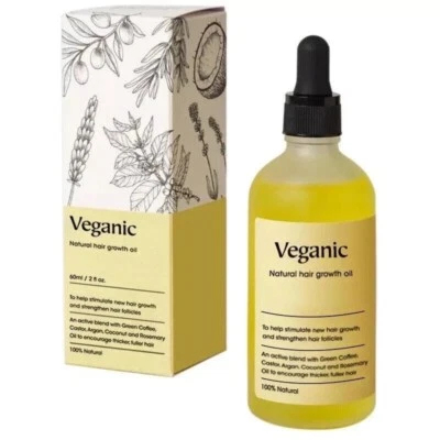 Natural Hair Growth Oil, Veganic Natural Hair Growth Oil Hair Care 60ml UK