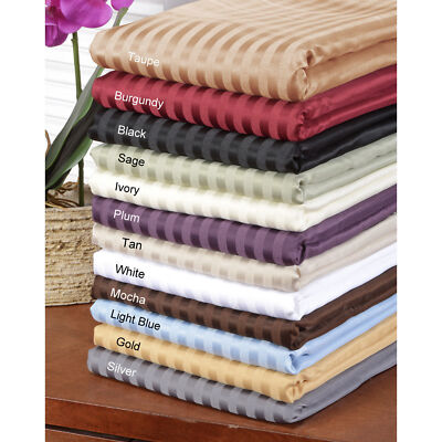 TWIN SIZE BEDDING LINEN STRIPES 1000 TC 100% COTTON SELECT COLORS & ITEM