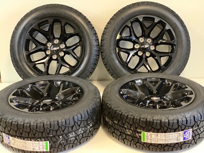 20 INCH OEM GLOSS BLACK 6X139 SNOWFLAKE WHEELS RIMS 275/55/20 BFG A/T TIRES NEW