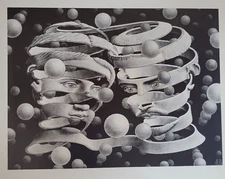 BOND OF UNION (Two Faces Created by One Ribbon 1956) by M C Escher Print