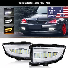 For 2004-2006 Mitsubishi Lancer LED DRL Fog Light Daytime Running Lamp w/ Turn