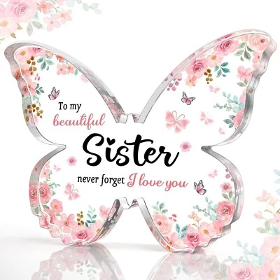 Sister Never Forget I Love You Butterfly Plaque Sign Birthday Gift Best Sister