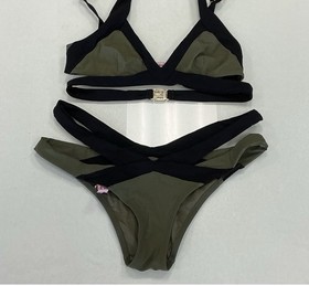 Agent Provocateur Mazzy Bikini Set AP 3  Medium Green Black Cutout Medium 6-8