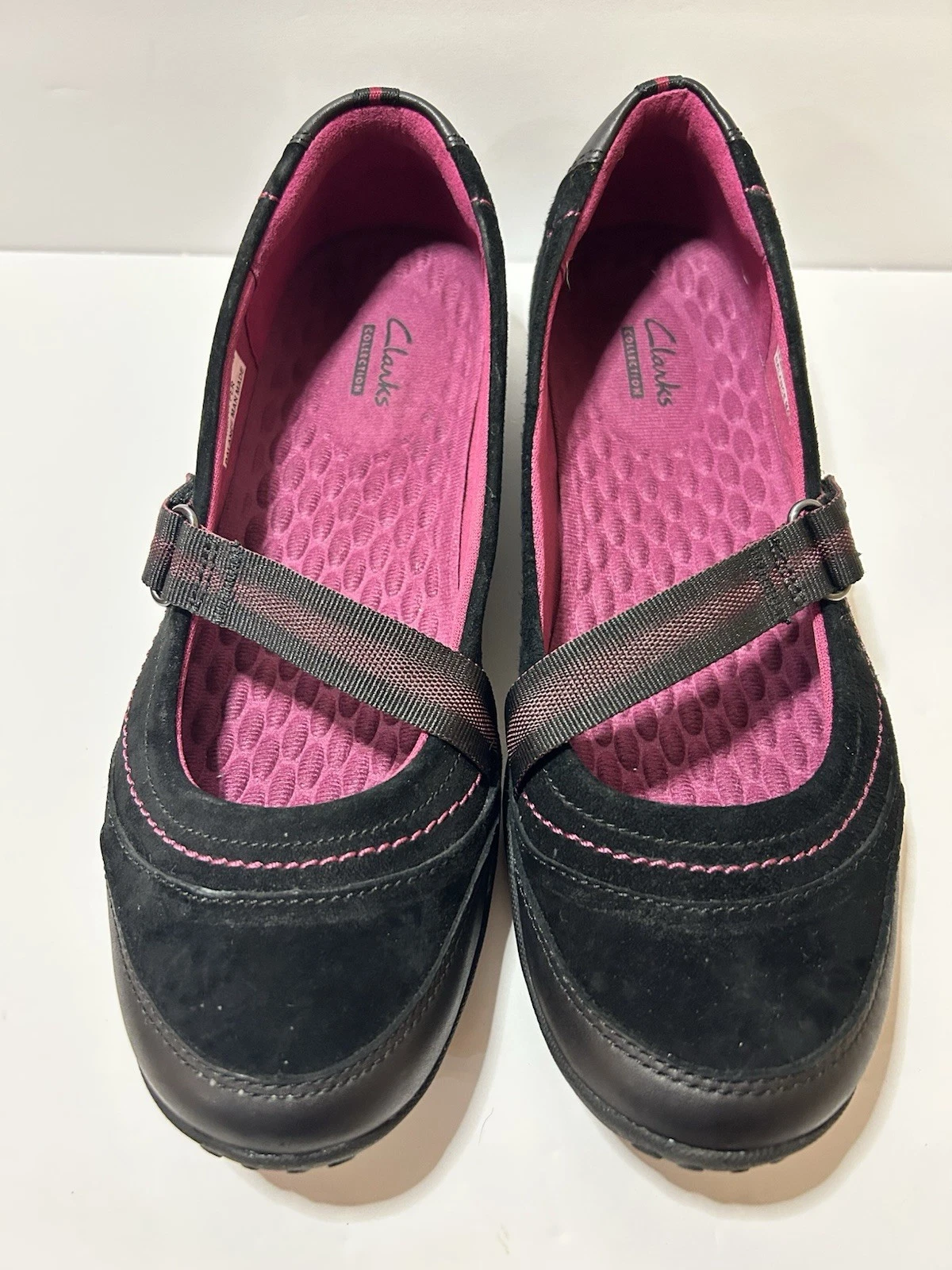 Mocassini Clarks Haley neri in pelle Mary Jane scarpe casual usati in ottime condizioni taglia 10M