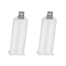 2Pcs 50ml Epoxy Gun Adhesive Cartridge 122mm PP Dual Cartridge Gray Piston