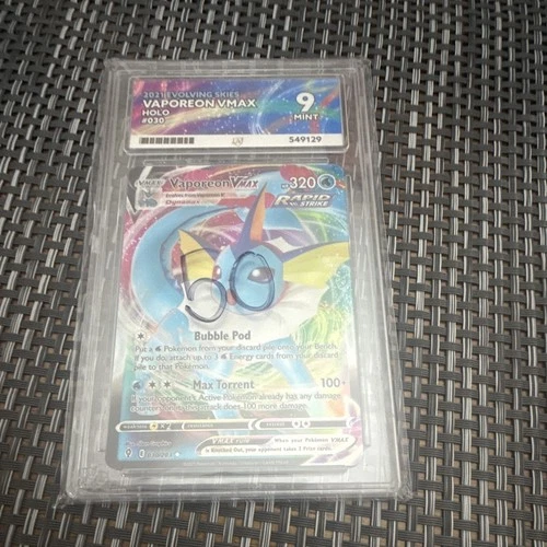 Ace Grading 9 Pokémon TCG 2021 Evolving Skies Vaporeon VMAX 030/203 Holo