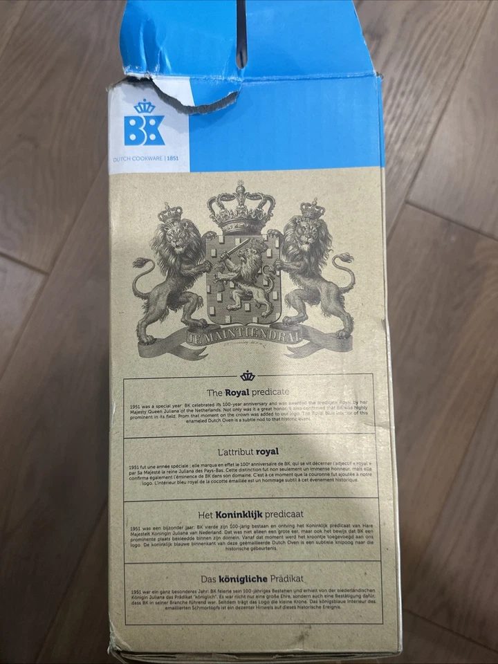 BK Indigo Dutch Heritage Round German Enamelled Casserole with Lid - Image 2 of 4