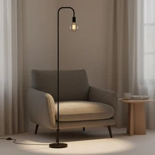 63.75" Industrial Minimalist LED Floor Lamp for Stylish Living Spaces - Black