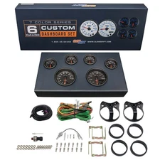 GlowShift 85mm Black 7 Color 6-Gauge Cluster Dashboard Instrument Panel Set