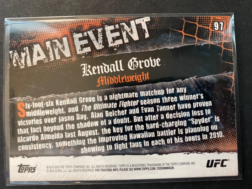 Kendall Grove - 2010 Topps UFC "Main Event" Card #97 - Image 2 of 2