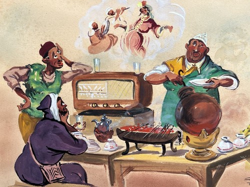 Paul Neri Aquarelle originale gouachée Tableau , Maroc Orientaliste, Peinture - Afbeelding 5 van 10