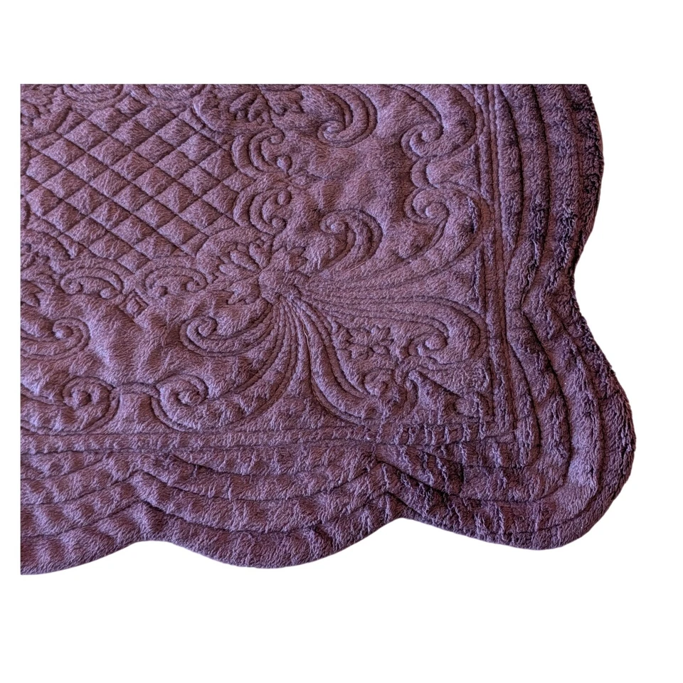 Almohada acolchada púrpura material de terciopelo falso borde festoneado 28 1/2" x 22 1/4" Foto 4 de 4