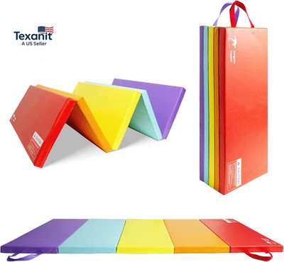 Gymnastics Tumbling Mats for Kids, Foldable Gym Mat with Carrying Handles for Ho