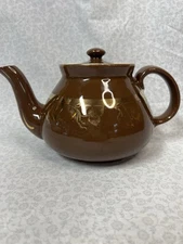 Hall New York Style Brown Tea Pot With Gold Flowers Marked E B T 30