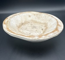 Primitive Look Farmhouse Hand Carved Wood Bowl Rustic Cottage Decor 11"