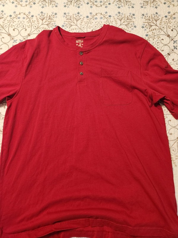 Red Head Henley Shirt Mens 2 XL RED  Short Sleeve Chest Pocket Tee
