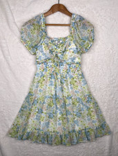 Madden NYC Floral Mini Dress Size Small Floral Puff Sleeves MilkMaid Coquette