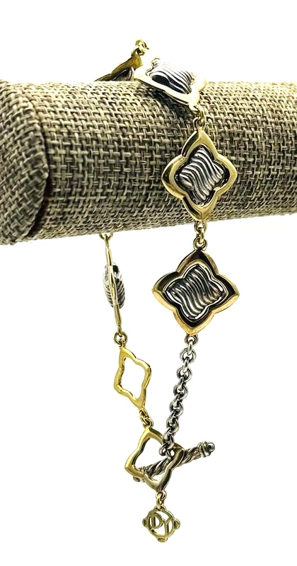 DAVID YURMAN RARE 18k and Sterling Silver Quatrefoil Bracelet 6.25 - 7.0 Inches - Image 4 of 4