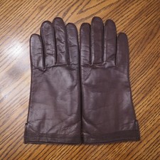 Vintage Brown Genuine Leather Lined Driving Gloves Size L