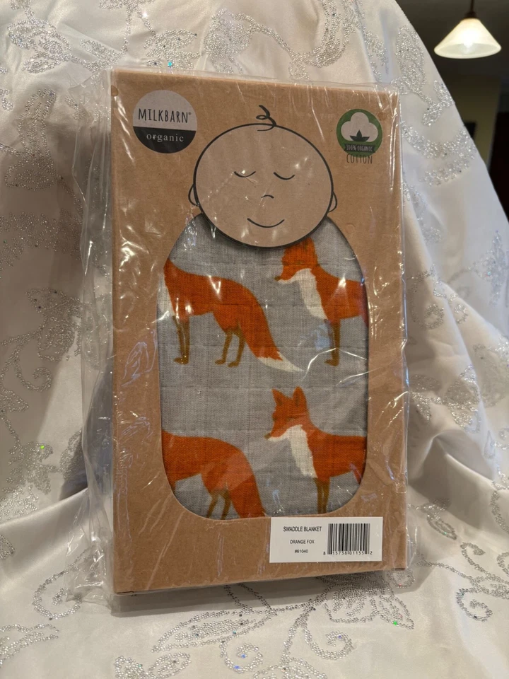 Milkbarn FOX 婴儿毯薄纱有机棉襁褓 47x47 性别中性 — 第 3/4 张图片