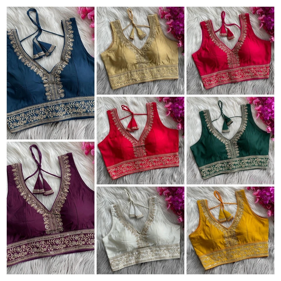 FASTNFREE COLLECTION Embroidery Readymade blouse for saree thread sequence work choli indian sequin