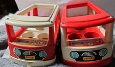 2 Vintage Fisher Price Made in USA Buses, Late 1960s Red And White
