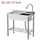 Stainless Steel Single Bowl Kitchen Prep and Utility Sink With Worktop Faucet