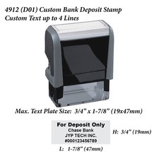 4912 D01 Custom Bank Deposit Stamp Custom Text up to 4 Lines