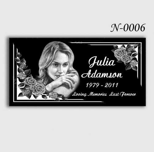 Headstone Flat Stone 20x10x3 inches Black Granite Diamond Engraved - Picture 11 of 20