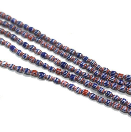 Chevron Designer Oval Beads Size 5x4 mm, Pack Of 2 String - Picture 2 of 7