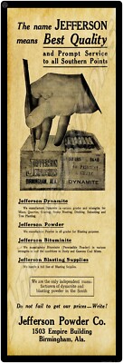 1913 Jefferson Dynamite & Powder New Metal Sign: 6'' x 18'' Long - Ships Free