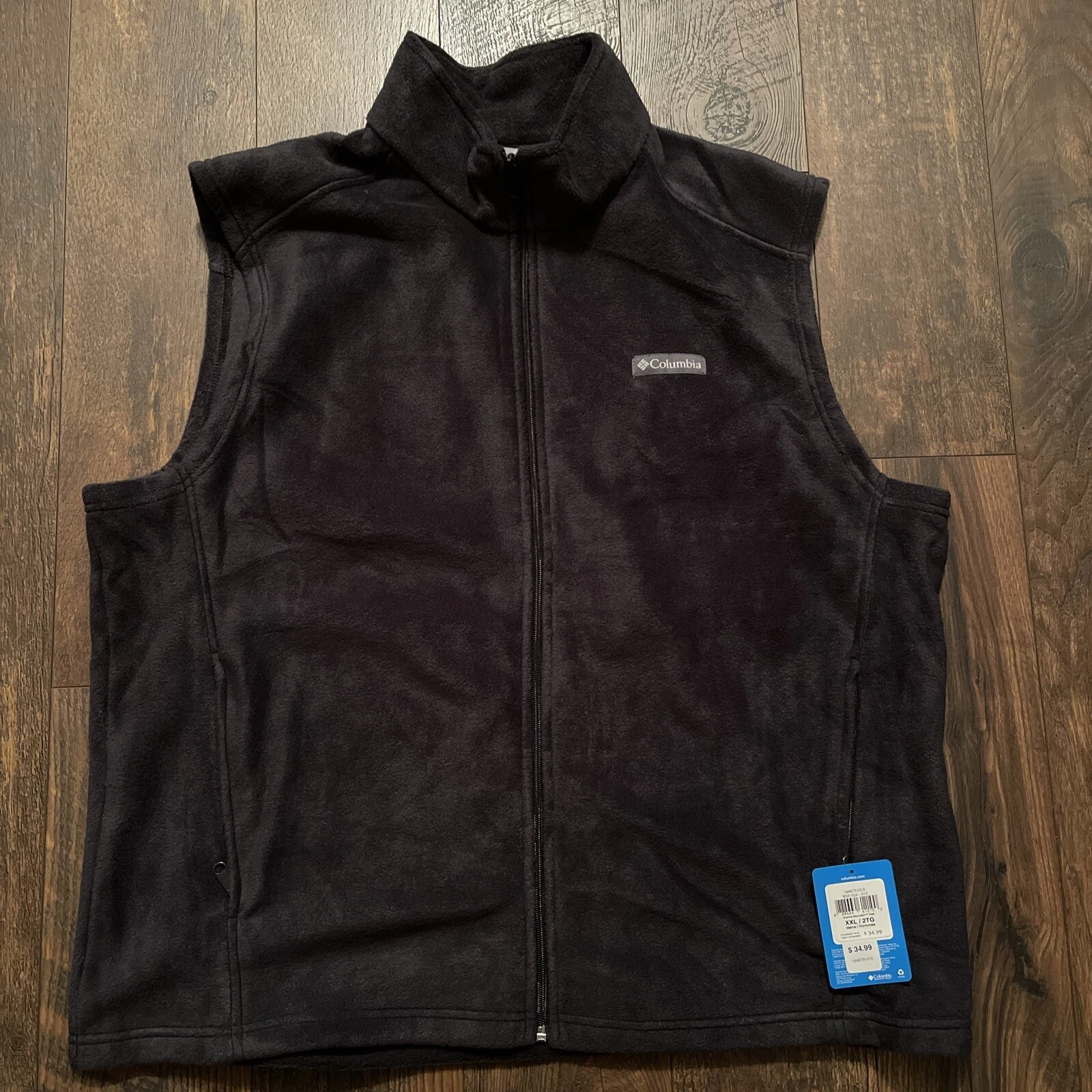 NWT Columbia Vest Mens XXL Full Zip black Outdoors Lightweight Fleece Pockets