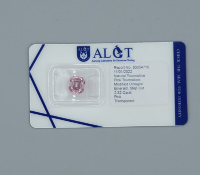 Tourmaline Rose Certifiée ALGT Anvers - 2,32 Carats, Pierre Précieuse Naturelle, Neuve Avec étiquette