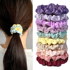 10pc/set Women Colorful Skinny Elastic Hair Band Satin Scrunchies Hair Rope 6c  
