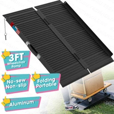 3FT Aluminum Multi-Folding Wheelchair Scooter Mobility Ramp Portable Non-Slip