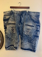 Urban Denim Jean Shorts Distressed 90s Y2K Style Acid Wash Baggy Men  s 50