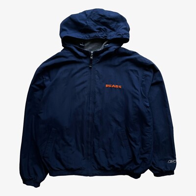Vintage Y2K Reebok NFL Chicago Bears Jacke mit besticktem Rücken Teamwappen