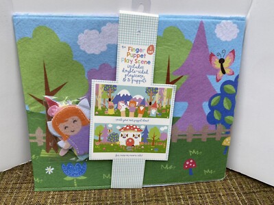 Finger Puppet Play Scene W/playscene & 5 Puppets Very Cute!