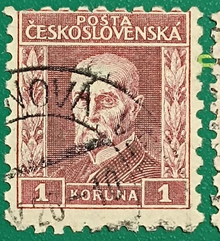 Selo da Tchecoslováquia 1925-1926, Sc A10, 1k rosa carmim e carmim, perf.10, Wmk, usado - Imagem 4 de 4