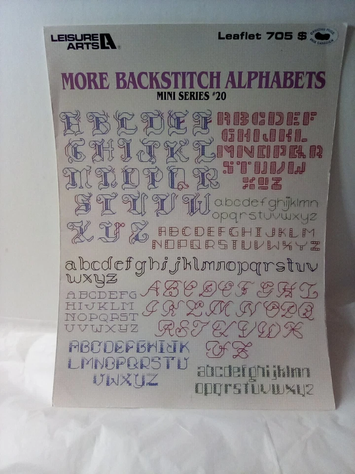 Leisure Arts 20 More Backstitch Alphabets Leaflet 705 Mini Series #20 - Image 4 of 4