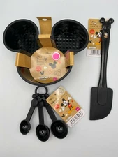 New Disney Daiso Mickey Mouse Black Baking Set Silicone Cake Mold Spatula Spoon 