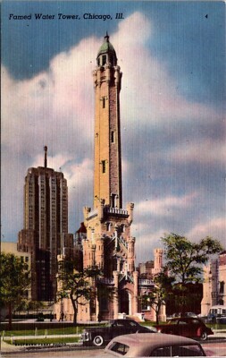 Famed Water Tower Chicago Illinois Linen Postcard