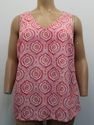 Ex-Jd Williams Pink Mix V Neck Sleeveless Printed Top-UK20