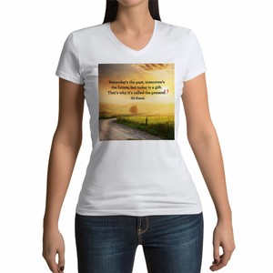T Shirt Femme Col V Bil Keane Past Present Future Citation Inspirante Motivation Ebay
